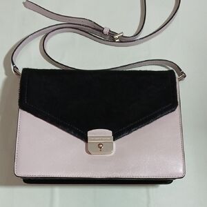 🖤💗 Kate Spade Pink & Black Leather Suede Fur Purse | Luxe Statement Crossbody